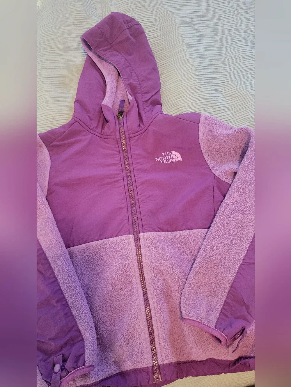 The North Face Girl's Purple Denali Fleece Hoodie Zip-Up Jacket Size S (7/8)